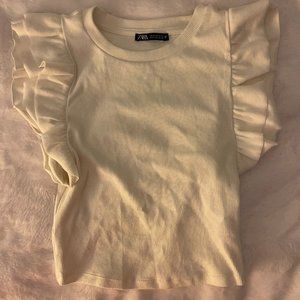 Zara Ivory Flutter Sleeve Top